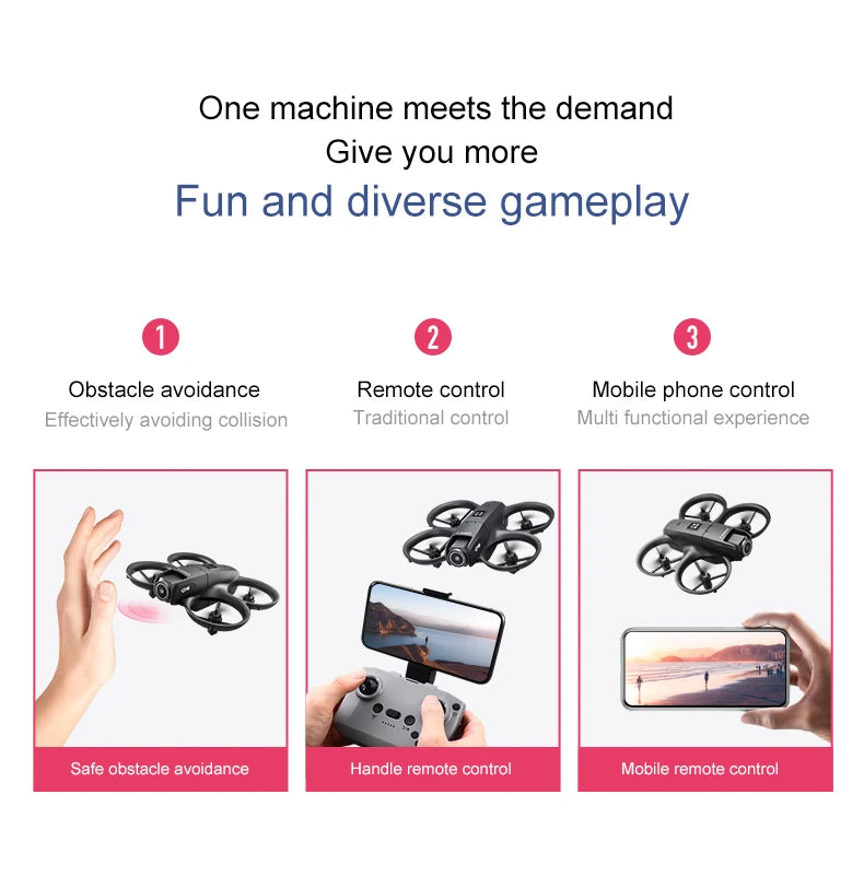 Mini drone Xiaomi D16 com câmera HD 8K ajustável de 180° e WiFi com fluxo de luz, drone de bolso para evitar obstáculos, quadricóptero RC