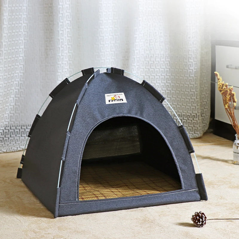 Casa dobrável para gatos, tenda para animais de estimação, quatro estações, ninho universal para gatos e cães, tapete refrescante de verão, portátil, dobrável e respirável para áreas externas