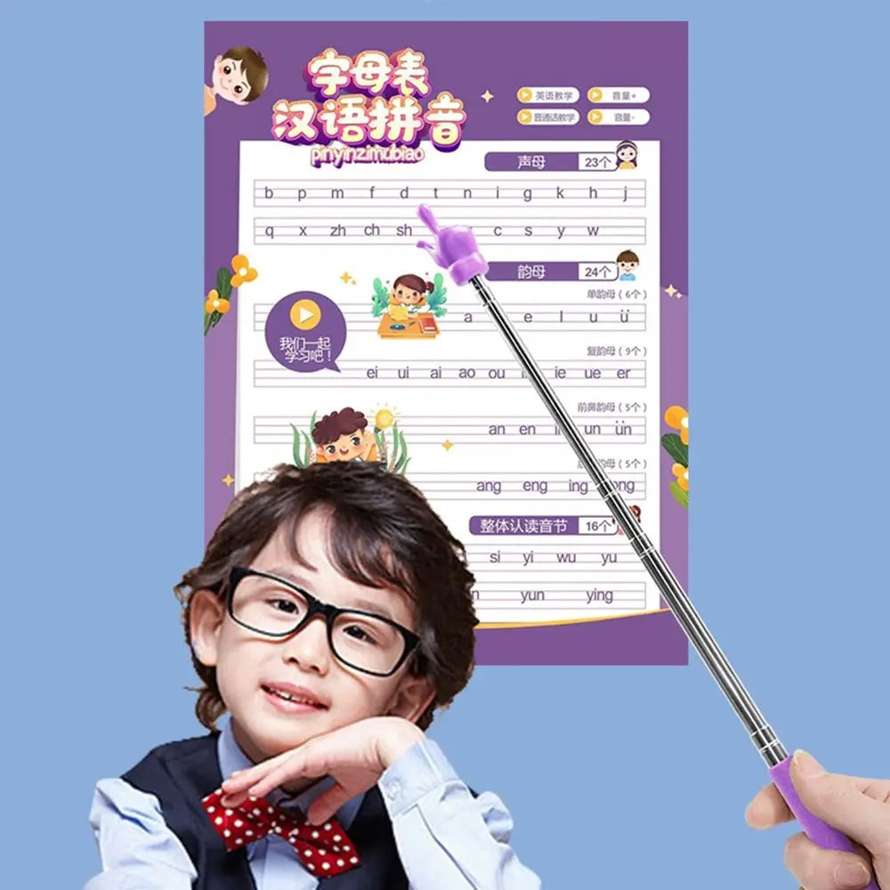 1 peça de aço inoxidável ferramentas de ensino design de dedo ponteiro de quadro branco bastão de ensino bastões de leitura de dedo apresentador portátil