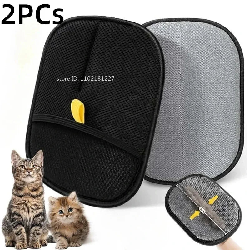 Conjunto de ferramentas para remoção de pelos de animais de estimação, luvas reutilizáveis para remoção de pelos estáticos, luvas de dupla face para remoção de pelos de cães e gatos para carpetes e sofás