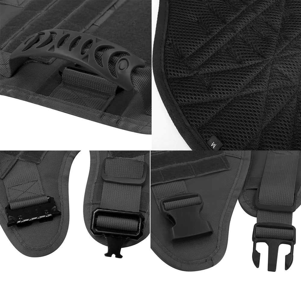 Coleira grande para cachorro, peitoral militar para cachorro, coleira Molle, bolsas, colete de treinamento para animais de estimação, peitorais táticos para pastor alemão, acessórios para cães