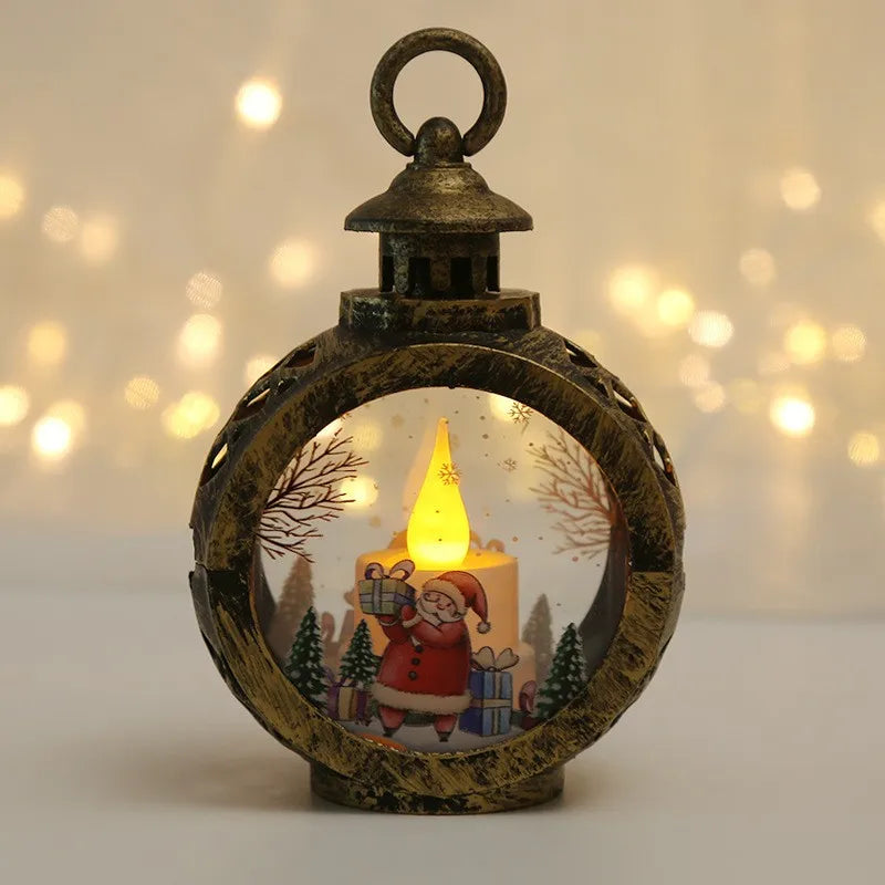 Lâmpada LED 2025 Decoração Natal Lanterna Portátil Papai Noel Árvore de Natal Luzes de Vento Pingente Navidad Natal Ano Novo Decoração