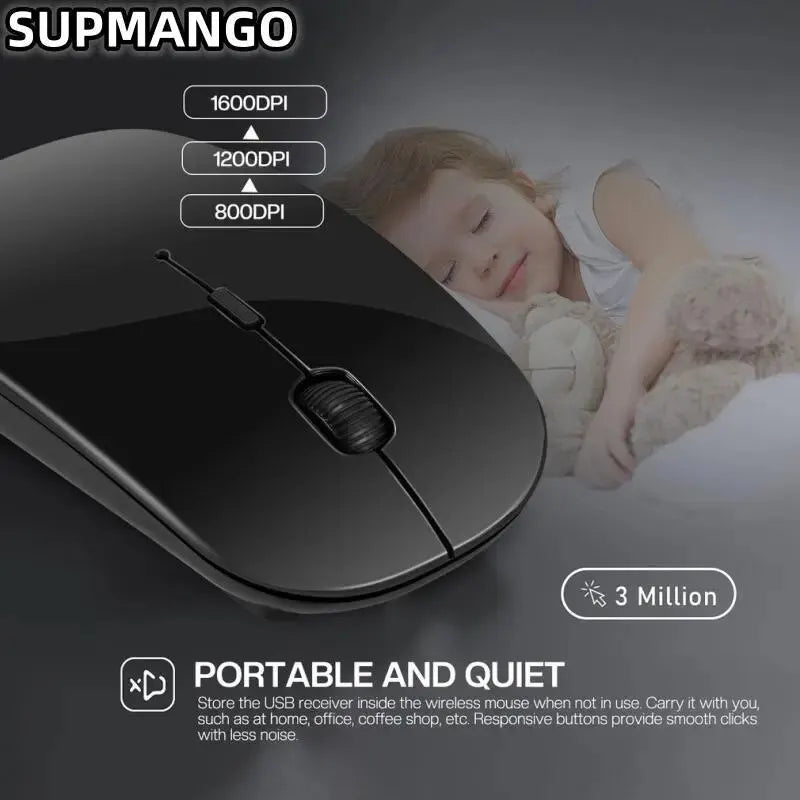 Mouse gamer sem fio, silencioso e mágico, adequado para laptops e tablets, com versões alimentadas por bateria e recarregáveis