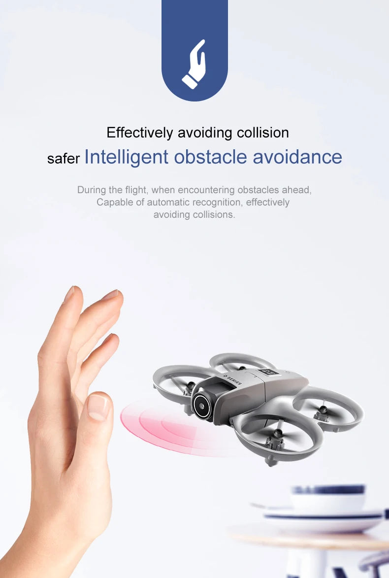Mini drone Xiaomi D16 com câmera HD 8K ajustável de 180° e WiFi com fluxo de luz, drone de bolso para evitar obstáculos, quadricóptero RC