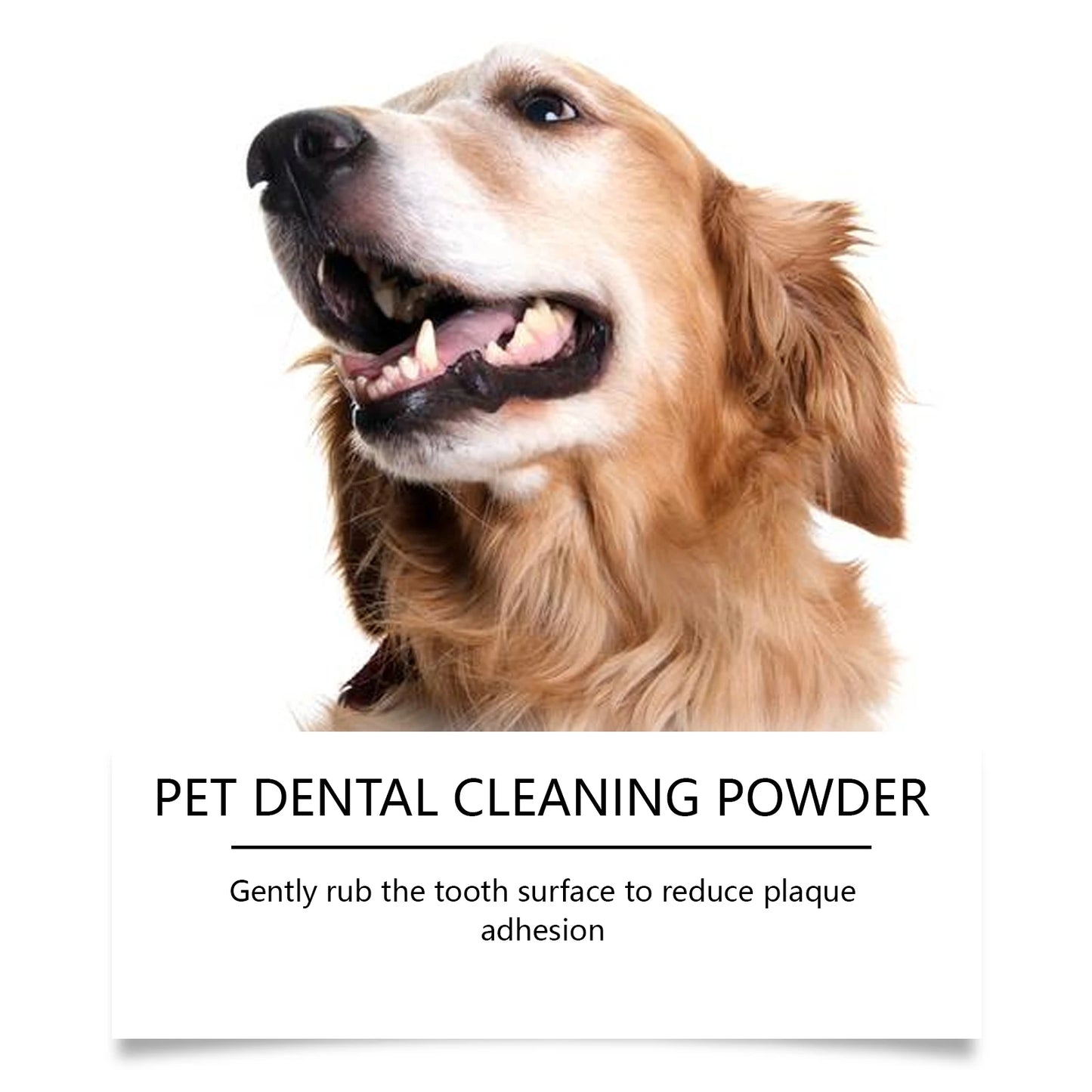 Pó de limpeza para dentes de animais de estimação para cães, reduz tártaro e cálculo, protege a saúde da gengiva do cão e refresca o hálito. Produtos de limpeza para cães