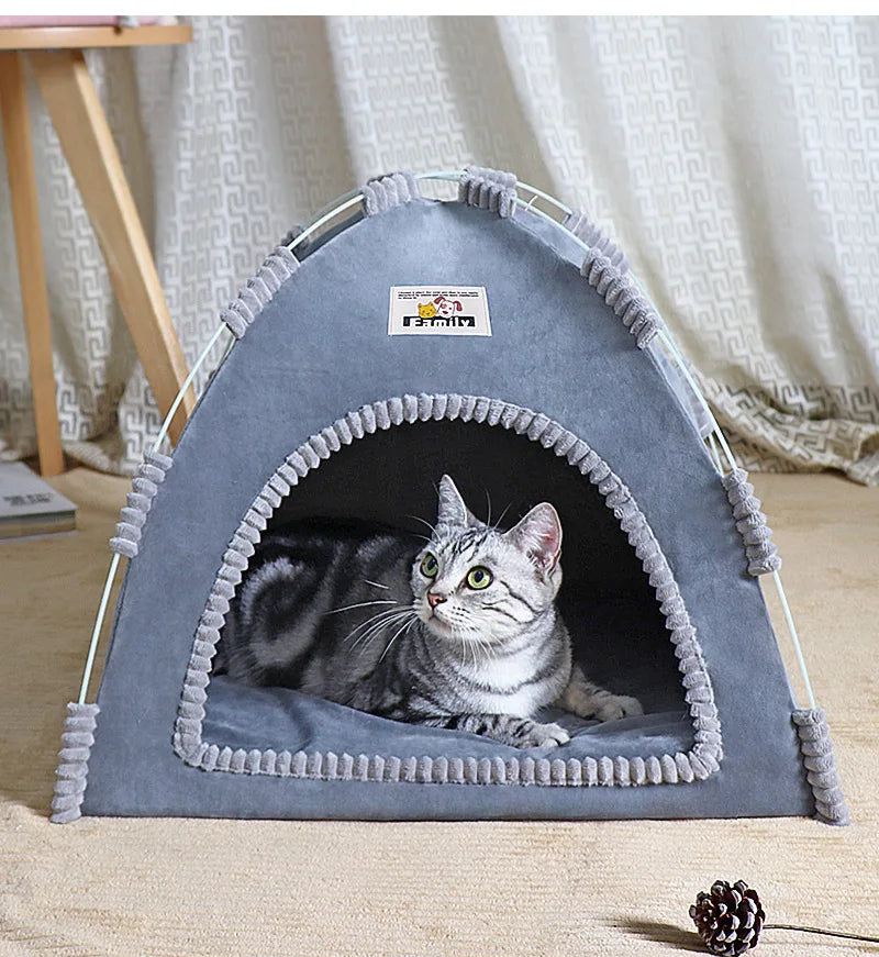 Casa dobrável para gatos, tenda para animais de estimação, quatro estações, ninho universal para gatos e cães, tapete refrescante de verão, portátil, dobrável e respirável para áreas externas