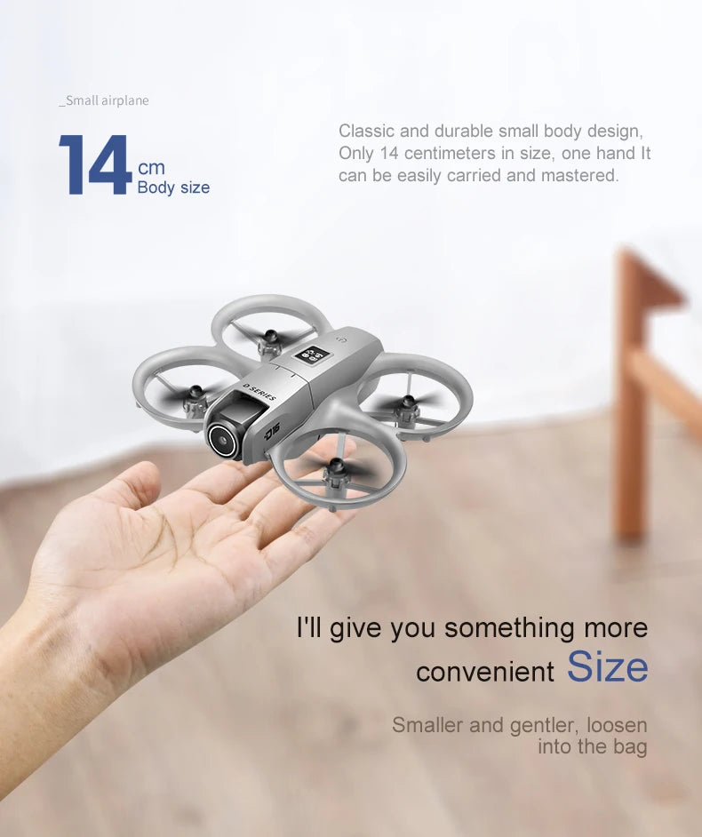 Mini drone Xiaomi D16 com câmera HD 8K ajustável de 180° e WiFi com fluxo de luz, drone de bolso para evitar obstáculos, quadricóptero RC