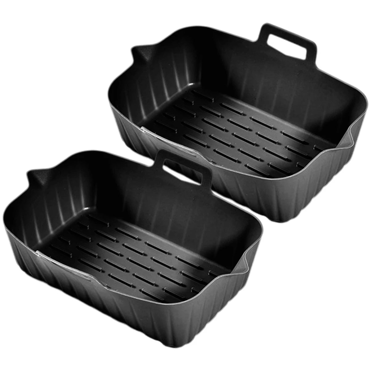 2 peças de forros de silicone para fritadeira de ar, 7,5 polegadas, acessórios para fritadeira de ar quente, molde para assar, bandeja quadrada antiaderente reutilizável