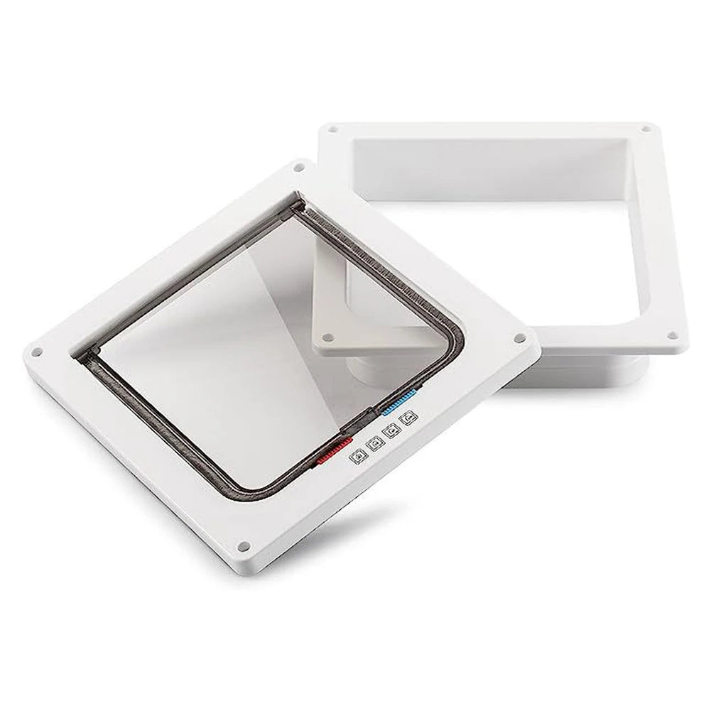 Porta magnética para gatos com trava de segurança de 4 vias para gatos, portão pequeno de plástico ABS controlável para filhotes, segurança para entrada e saída de gatinhos