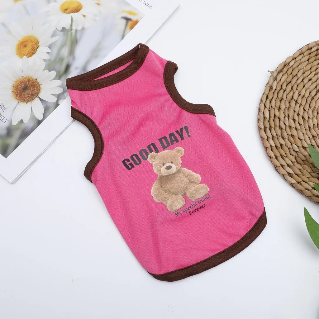 Roupas de cachorro de urso de desenho animado, fantasia fofa de algodão para cachorro, camiseta para animais de estimação, colete para gatos, filhotes de cachorro pequeno e médio, shih tzu, tamanho XS-XXL