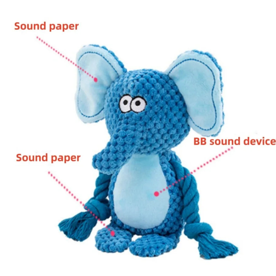 Brinquedo de empurrar fofo para animais de estimação, cachorro, auto-alívio, vocalização, elefante, raposa, gato, ranger de dentes e morder, brinquedo interativo de limpeza e mastigação