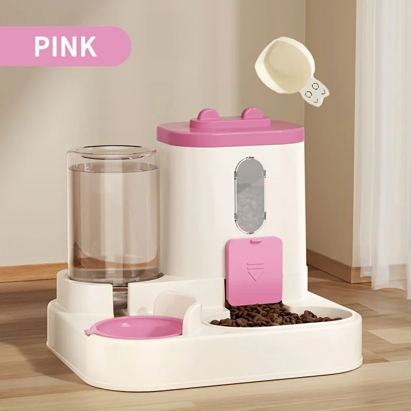 Dispensador de comida para gatos 2 em 1, água e comida integradas, totalmente automático, alimentador de comida e água, dispensador de água fofo