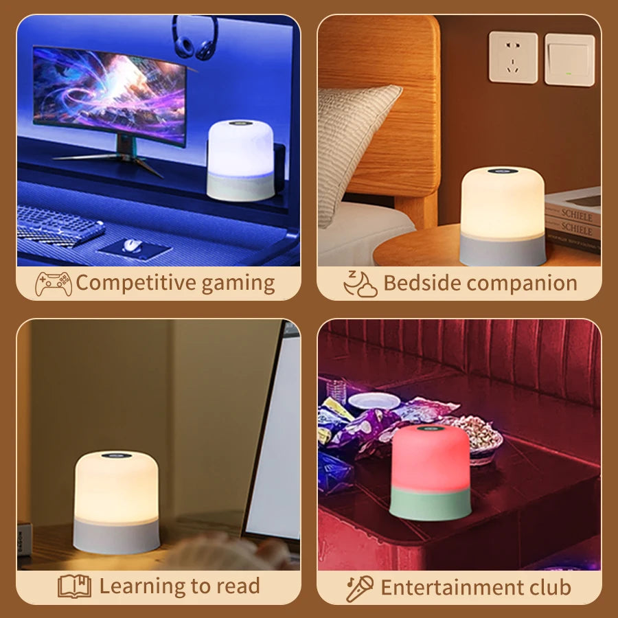 Lâmpada noturna LED sensível ao toque, USB, recarregável, regulável, de cabeceira, para decoração de quarto, presente de Natal, lâmpada noturna infantil