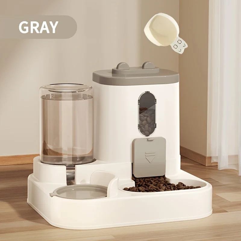 Dispensador de comida para gatos 2 em 1, água e comida integradas, totalmente automático, alimentador de comida e água, dispensador de água fofo