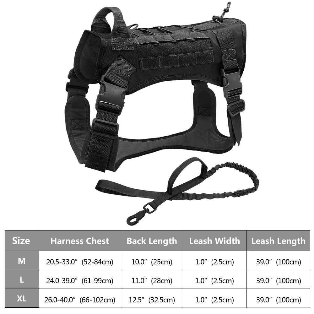Arnês tático para cães, ajustável, sem puxar, para treinamento militar de animais de estimação, colete Molle com alça para cães de médio e grande porte, para caminhadas ao ar livre