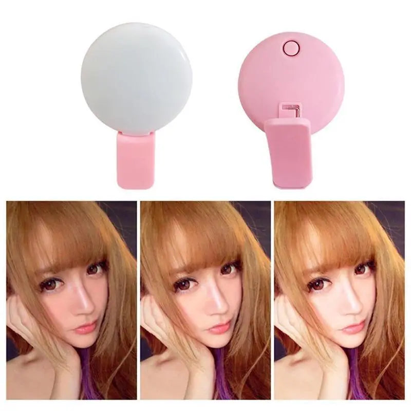 Luz de preenchimento universal para selfies em celulares, lâmpada LED portátil para vídeos ao vivo, acessórios para smartphones e iPhone, luz com clipe de carregamento USB