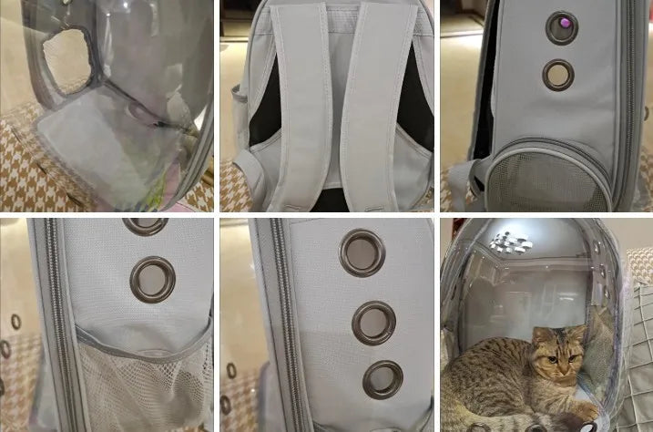 Bolsa de viagem transparente para gatos, mochila portátil para gatos, filhotes, bolsa respirável para levar suprimentos para animais de estimação
