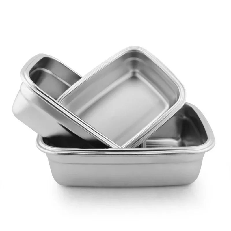 Caixa de armazenamento refrigerada de aço inoxidável 304, caixa de almoço selada à prova de vazamentos, caixa de frutas com tampa, recipiente para bolinhos, caixa de armazenamento refrigerada