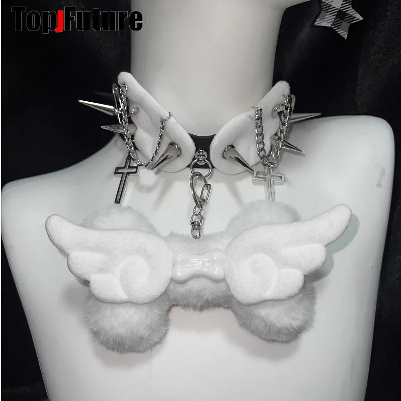Mulheres Y2K Garota sangrenta punk Harajuku Gótico Lolita doente ferido colar curto Halloween cosplay adereços subcultura Gargantilhas Gargantilha