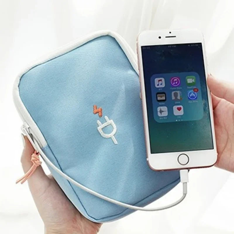 Carregador portátil de viagem, cabo de fone de ouvido, bolsa digital, bolsa de armazenamento, organizador de gadgets de viagem, acessórios eletrônicos, estojo de armazenamento