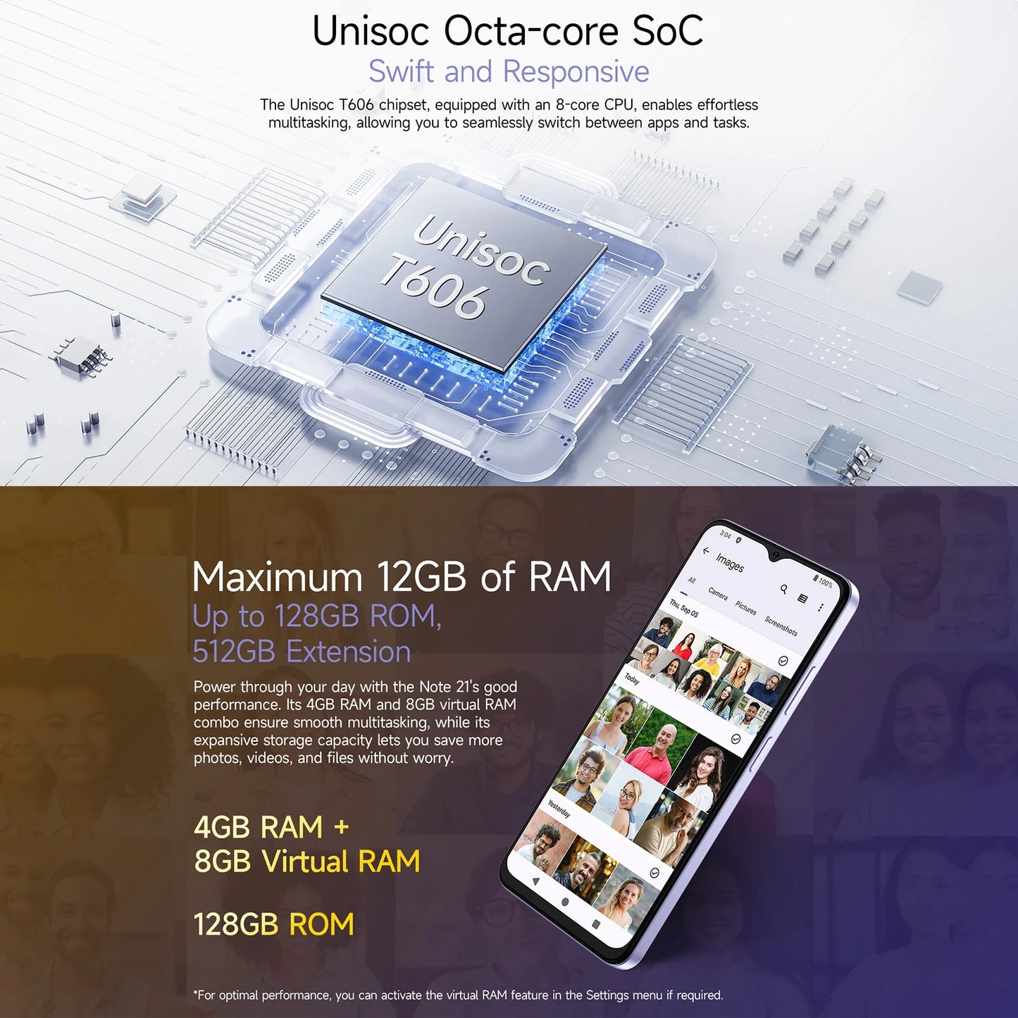 Smartphone Ulefone Note 21 6,56" 90Hz 5000mAh Bateria 4GB+128GB Unisoc T606 Câmera 13MP 4G Android 14 Celular
