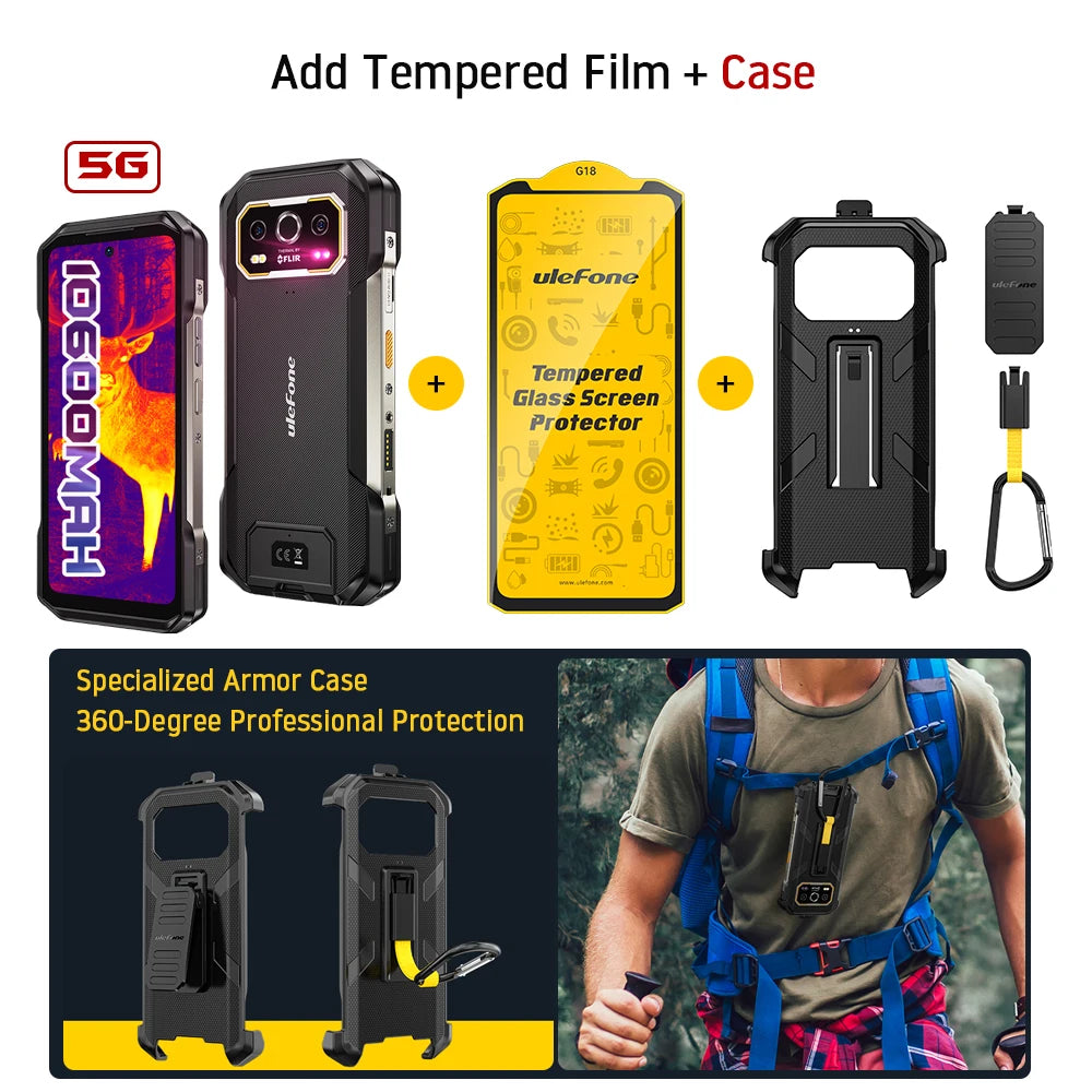 Ulefone Armor 27T Pro 5G, telefone robusto, 10600mAh, Android 14, smartphone com câmera noturna de 50MP+64MP, 6,78" 120Hz, 24GB+256GB NFC