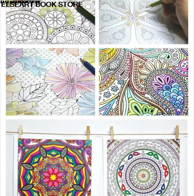 Livro de pintura colorida de mandalas zen, terapia de descompressão para adultos, descompressão psicológica, pintura de grafite, capa dura, 141 unidades