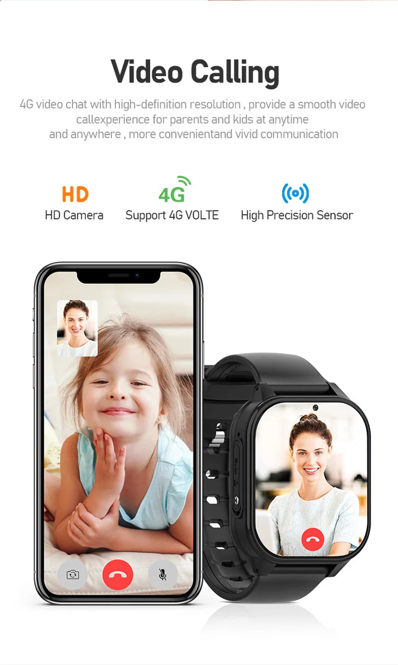 Relógio inteligente infantil Wonlex 4G SOS GPS WiFi Relógio de pulso Whatsapp KT19Pro Android 8.1 com câmera de chamada de vídeo Monitor Smartwatch infantil