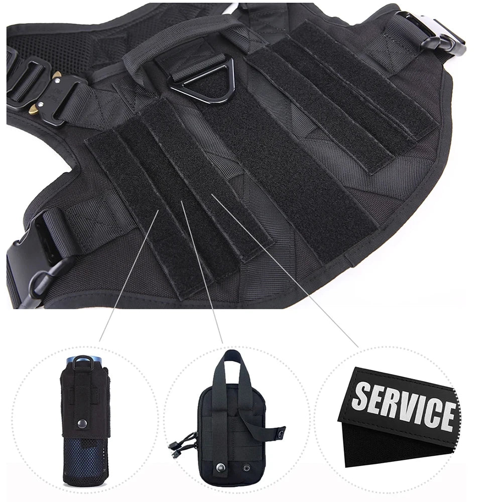 Conjunto de coleira e guia para cães grandes, colete tático para pastor alemão, para cães pequenos