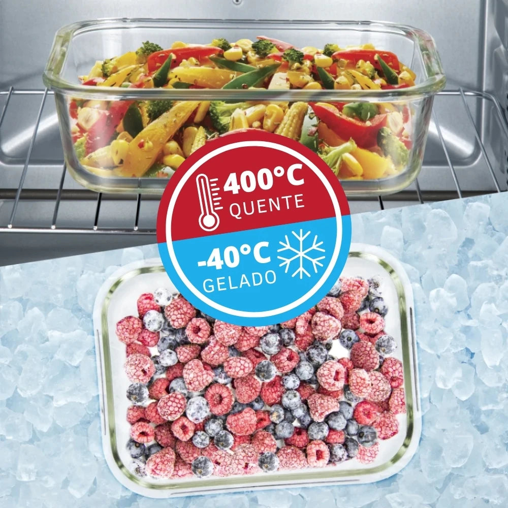 Kit com 2 potes de vidro para lancheira, recipiente para preparação de refeições, recipientes para armazenamento de alimentos com tampas de 640 ml