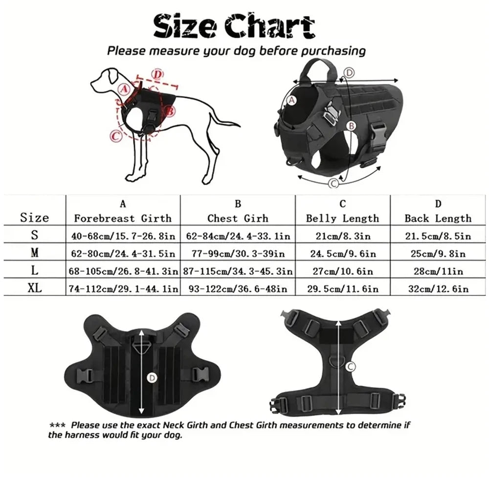 Conjunto de coleira e guia para cães grandes, colete tático para pastor alemão, para cães pequenos