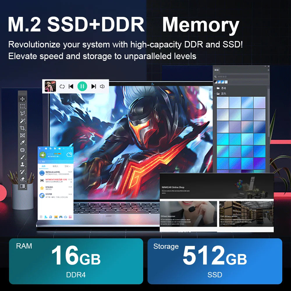 Computador portátil IPS N4000 HD de 15,6" com Intel Celeron, notebook, desbloqueio por impressão digital, Windows 11 Pro, 16 GB DDR4, SSD de 1 TB, laptop para jogos
