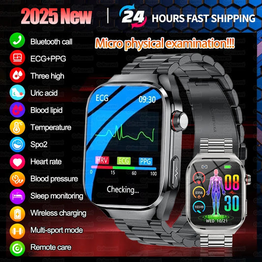 Novo relógio inteligente preciso de 2025, com monitor de frequência cardíaca e pressão arterial, para monitorar a saúde, com ECG + PPG, para esportes