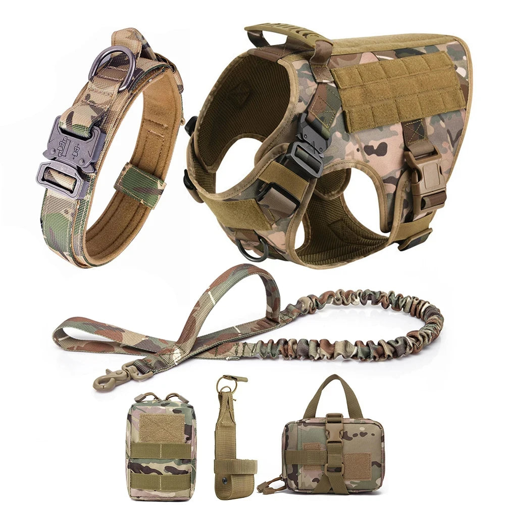 Conjunto de coleira e guia para cães grandes, colete tático para pastor alemão, para cães pequenos