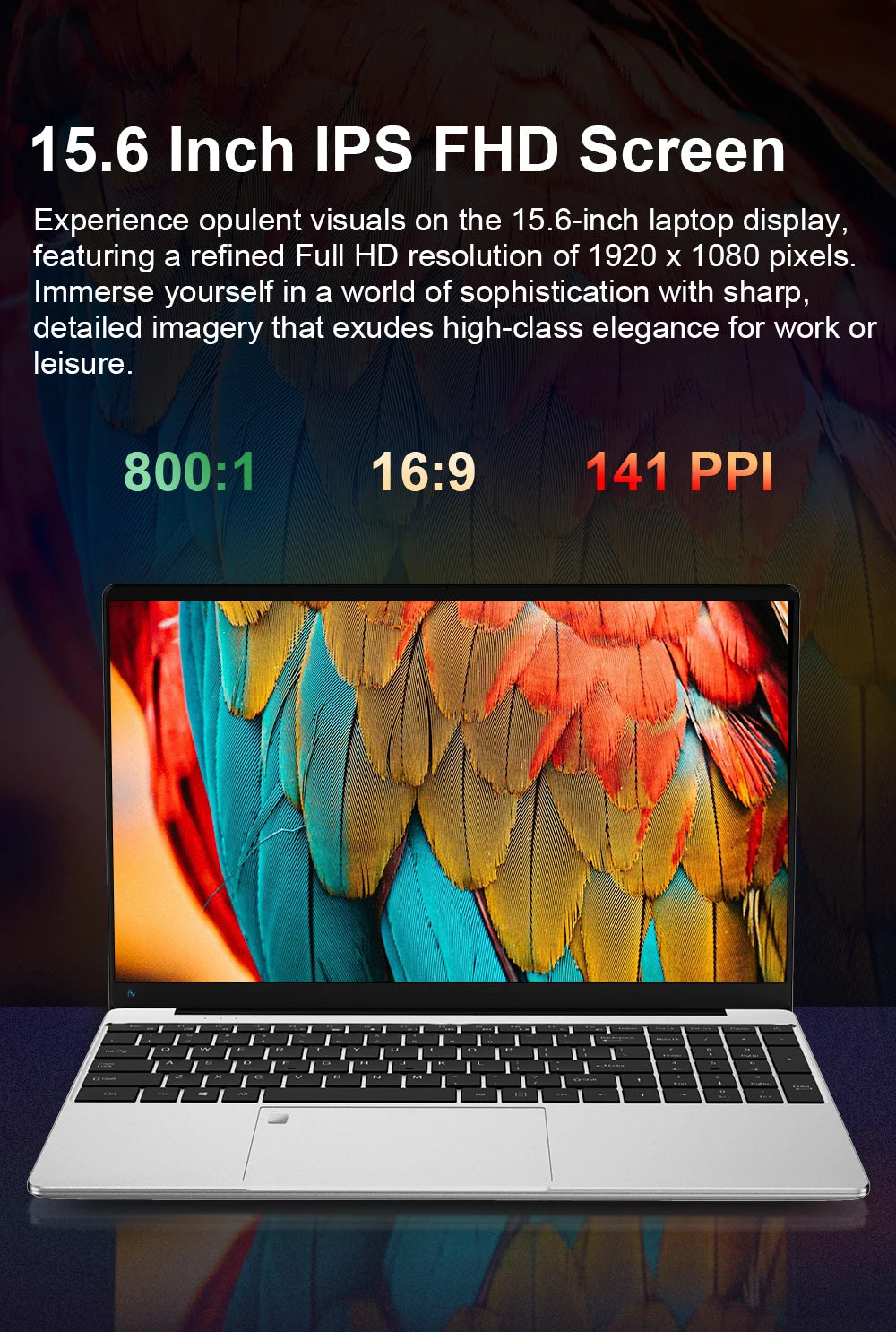 Computador portátil IPS N4000 HD de 15,6" com Intel Celeron, notebook, desbloqueio por impressão digital, Windows 11 Pro, 16 GB DDR4, SSD de 1 TB, laptop para jogos