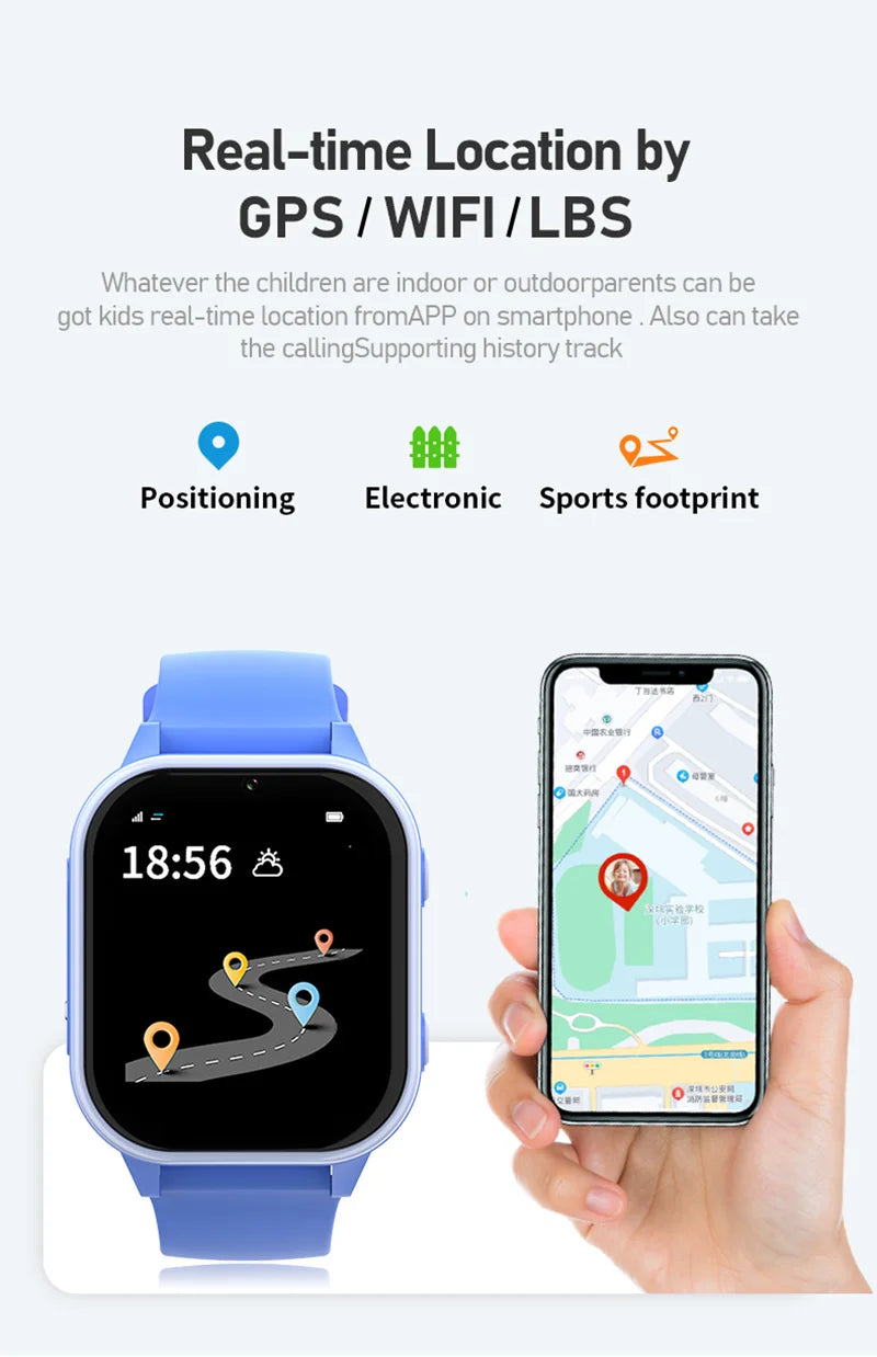 Relógio inteligente infantil Wonlex 4G SOS GPS WiFi Relógio de pulso Whatsapp KT19Pro Android 8.1 com câmera de chamada de vídeo Monitor Smartwatch infantil