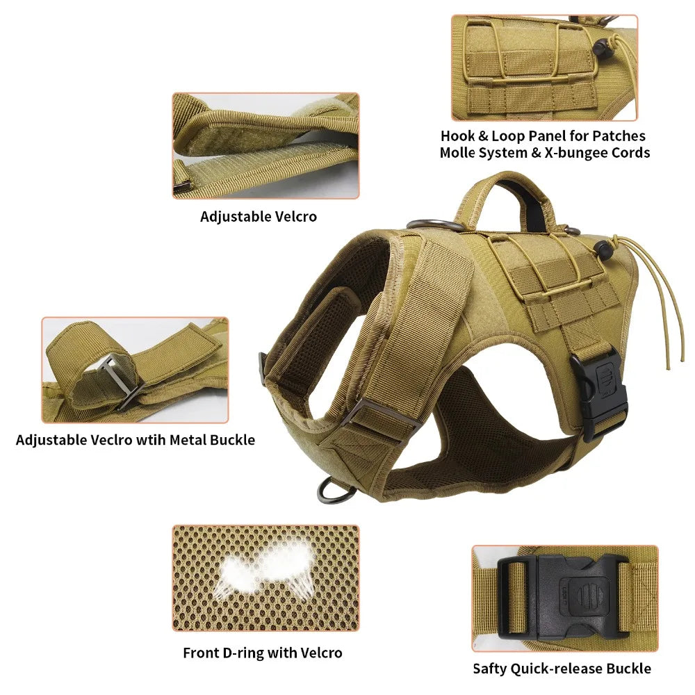 Colete de segurança anti-puxão para cães de treinamento tático, colete ajustável para cães, para caminhada, caminhada e corrida para cães de médio e grande porte