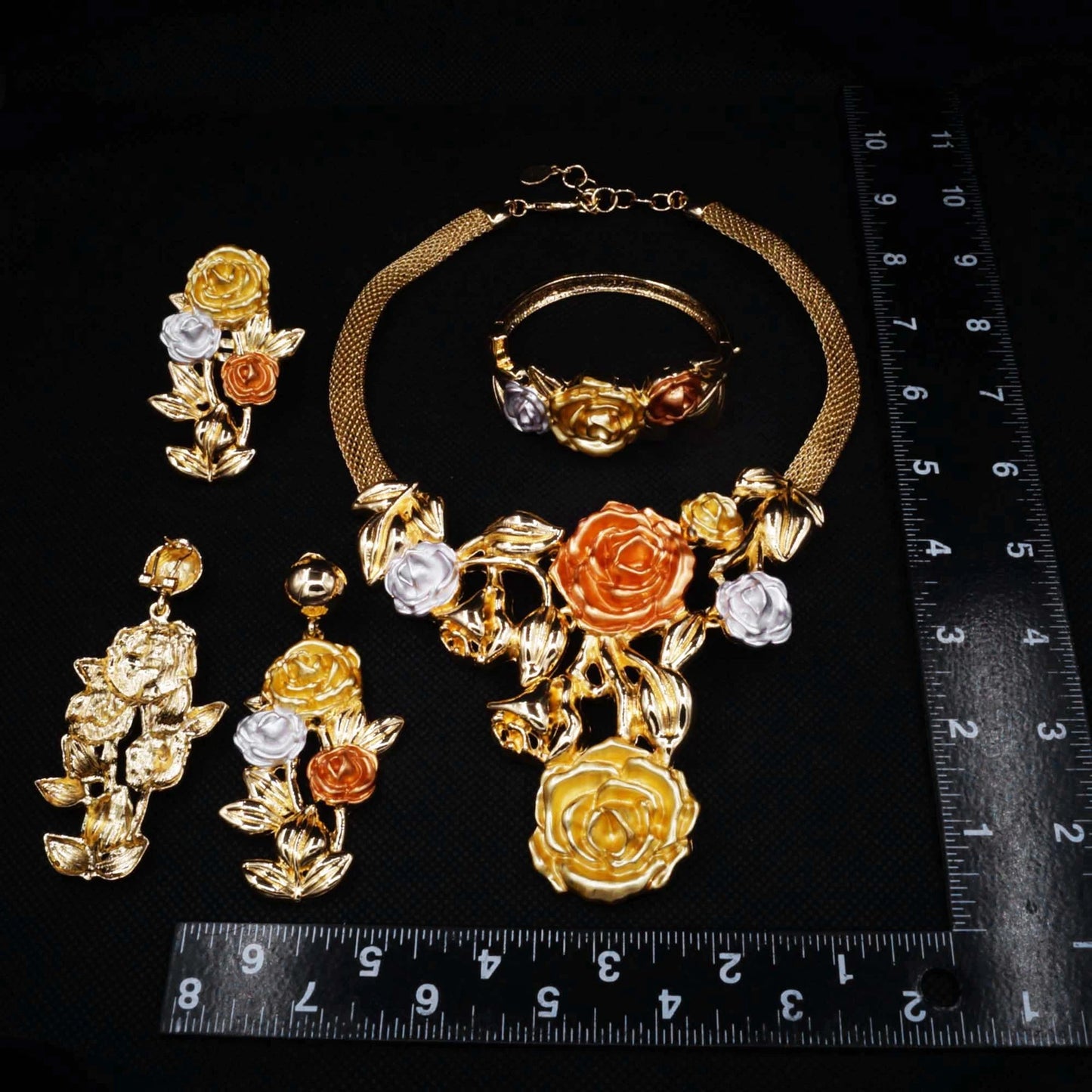 Conjunto de joias grandes de ouro brasileiro de alta qualidade Zhuerrui, acessórios clássicos para festa de casamento, joias, conjuntos de colares italianos H0085