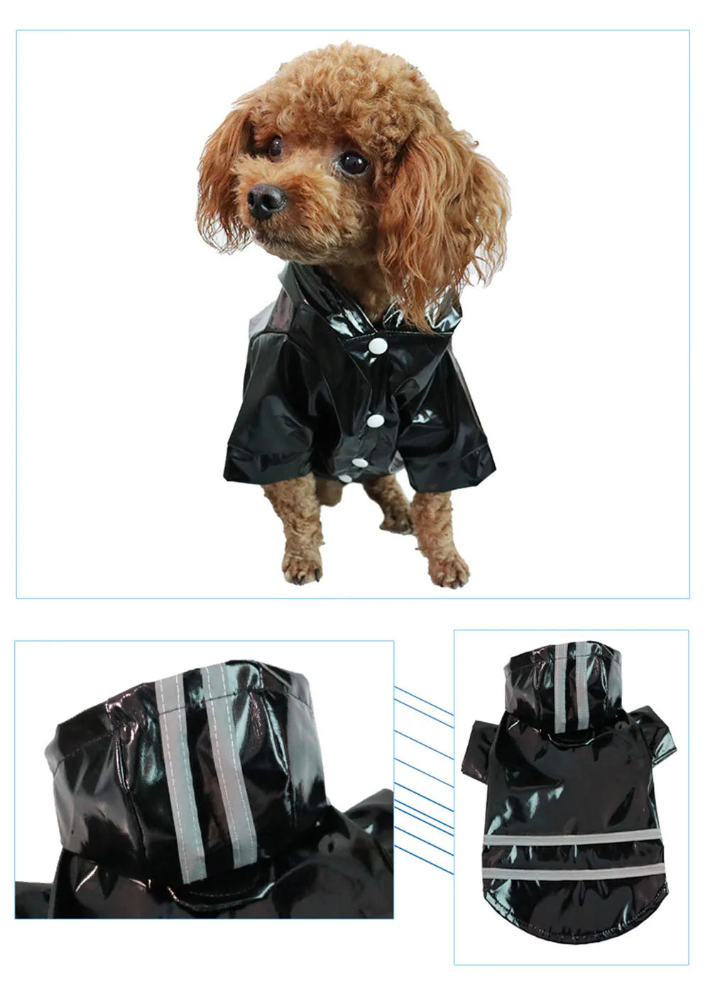 Capa de chuva para cachorro, roupas refletivas para filhotes de estimação, jaqueta de chuva para cachorro pequeno, à prova d'água, yorkshire, poodle, bichon, pomeranian, schnauzer, corgi