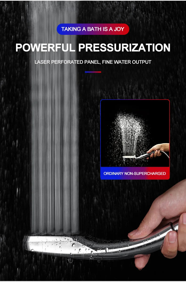 Chuveiro de alta pressão com 300 furos, economia de água e fluxo de chuva com bico pulverizador ABS cromado, acessórios quadrados para banheiro