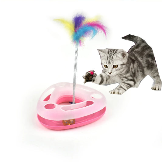 Brinquedo giratório de treinamento para gatos, brinquedo divertido de treinamento, plataforma giratória de penas para gatos, brinquedos interativos para cães pequenos, suprimentos para animais de estimação
