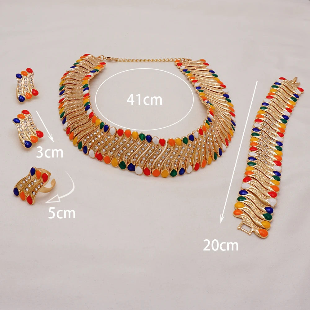 Conjuntos de joias finas 2023 para mulheres, presentes de casamento, colar, pulseira, brincos, anel, joias com contas africanas
