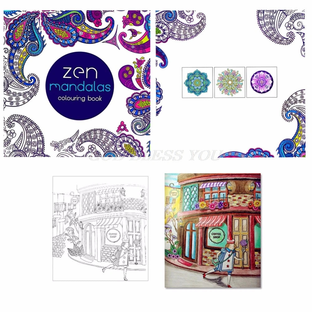 1 peça 12 páginas mandalas livro de colorir de flores para crianças e adultos aliviar o estresse matar o tempo grafite pintura desenho livro de arte