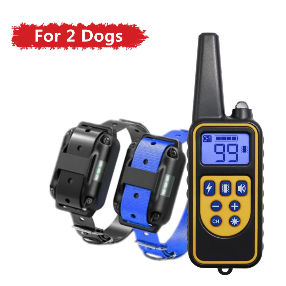 Coleira elétrica para treinamento de cães, antilatidos, à prova d'água, recarregável, controle remoto para animais de estimação, para todos os tamanhos, choque, vibração, som