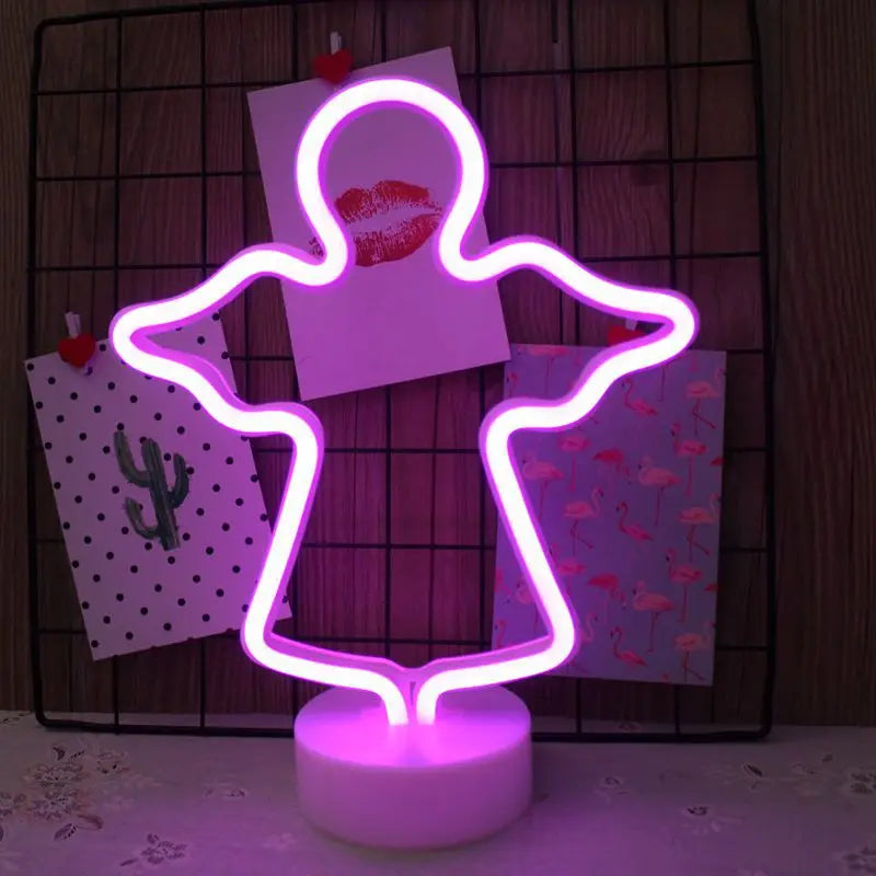 Luz de neon LED USB para letreiro, lâmpada noturna de flamingo para festas de Natal, decoração de casamento, presente para casa, luz de neon em forma de coração