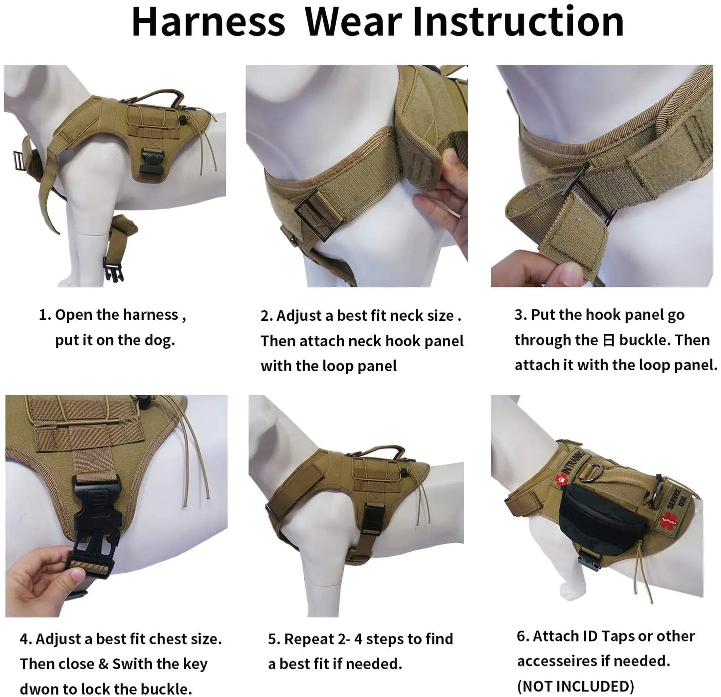 Colete de segurança anti-puxão para cães de treinamento tático, colete ajustável para cães, para caminhada, caminhada e corrida para cães de médio e grande porte