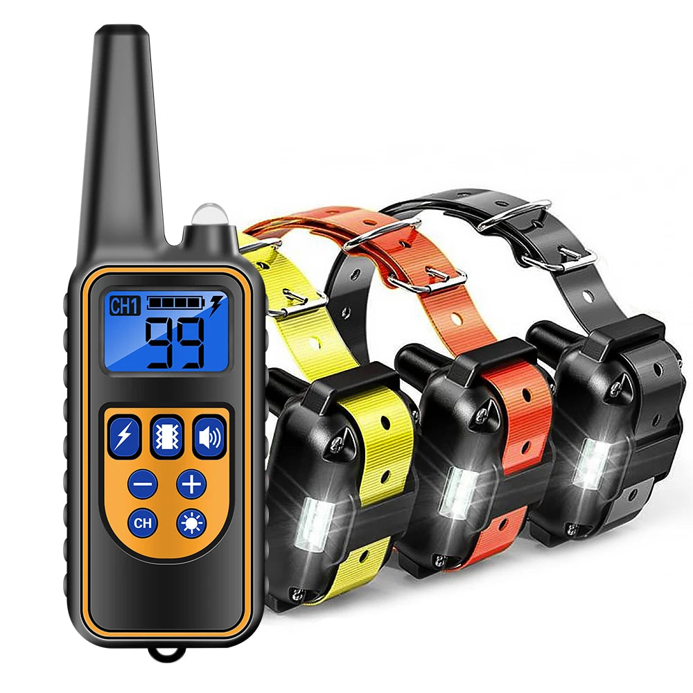 Coleira elétrica para treinamento de cães, antilatidos, à prova d'água, recarregável, controle remoto para animais de estimação, para todos os tamanhos, choque, vibração, som