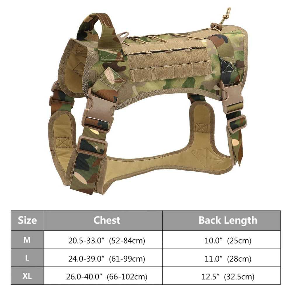 Arnês tático para cães, ajustável, sem puxar, para treinamento militar de animais de estimação, colete Molle com alça para cães de médio e grande porte, para caminhadas ao ar livre