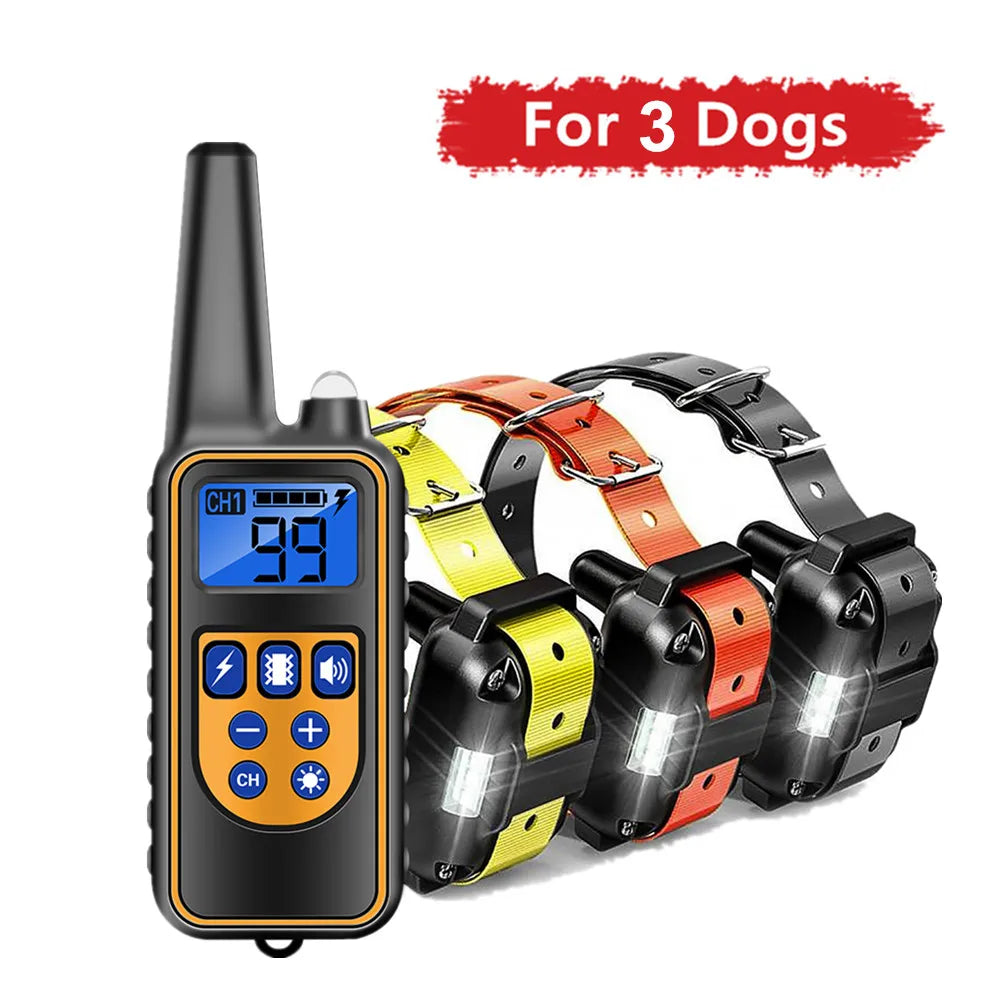Coleira elétrica para treinamento de cães, antilatidos, à prova d'água, recarregável, controle remoto para animais de estimação, para todos os tamanhos, choque, vibração, som