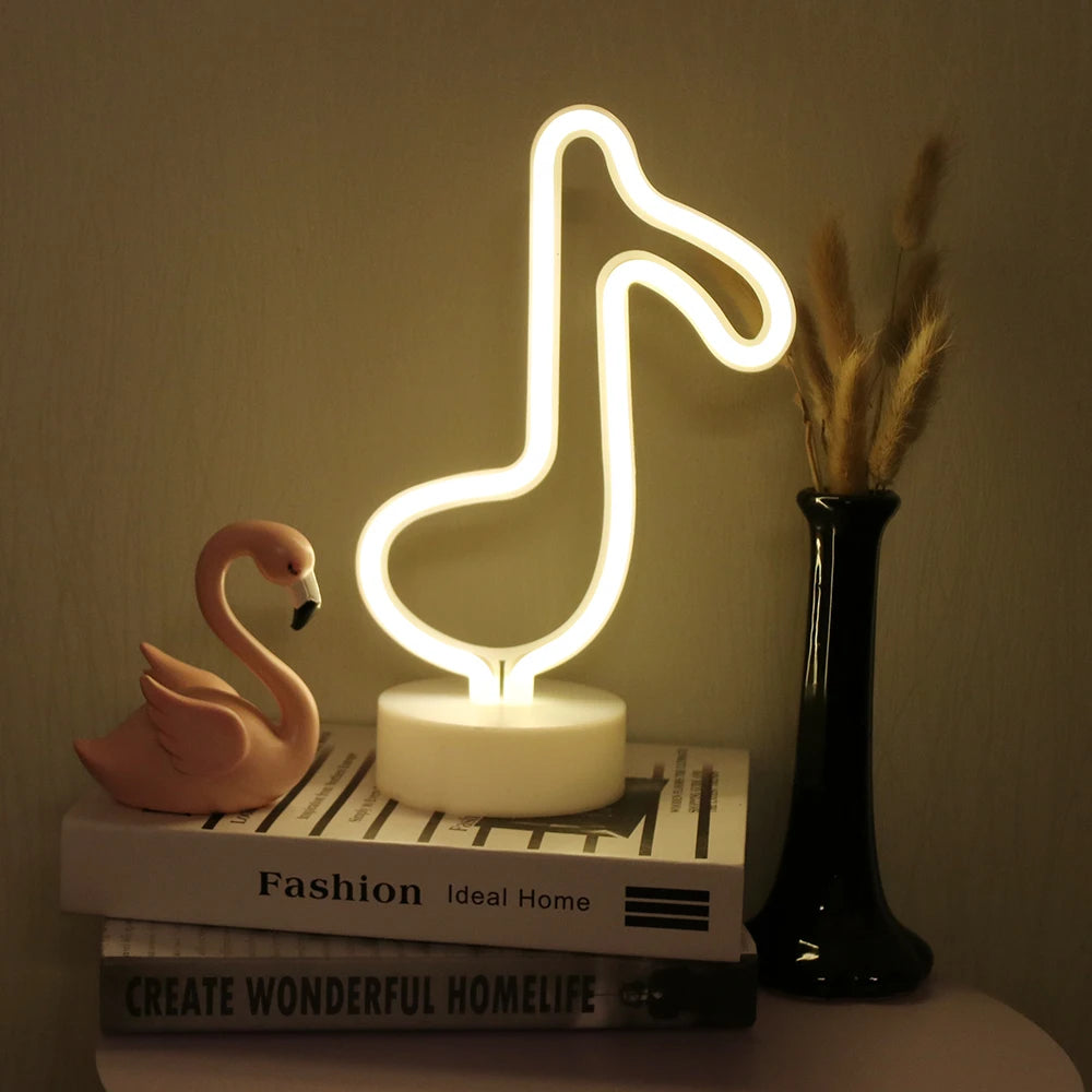 Luz de neon LED USB para letreiro, lâmpada noturna de flamingo para festas de Natal, decoração de casamento, presente para casa, luz de neon em forma de coração